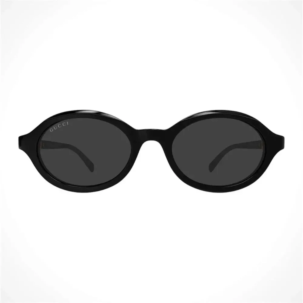 New GUCCI Sunglasses Black 51-19-140mm Slim Round Oval Gold Metal Logo - Picture 4 of 5